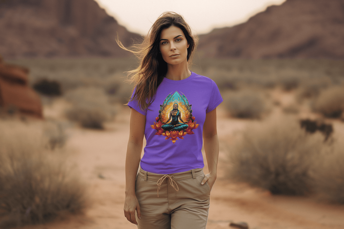 Radiant Lotus Meditation T-Shirt - Spiritual Mindfulness Graphic Tee