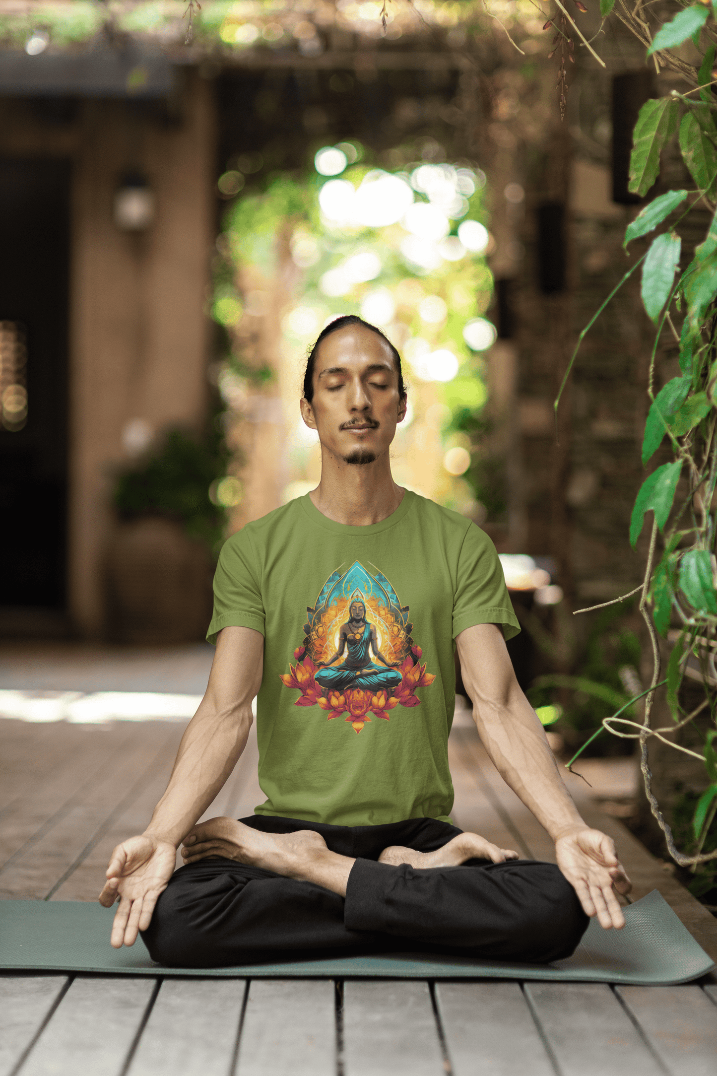 Radiant Lotus Meditation T-Shirt - Spiritual Mindfulness Graphic Tee