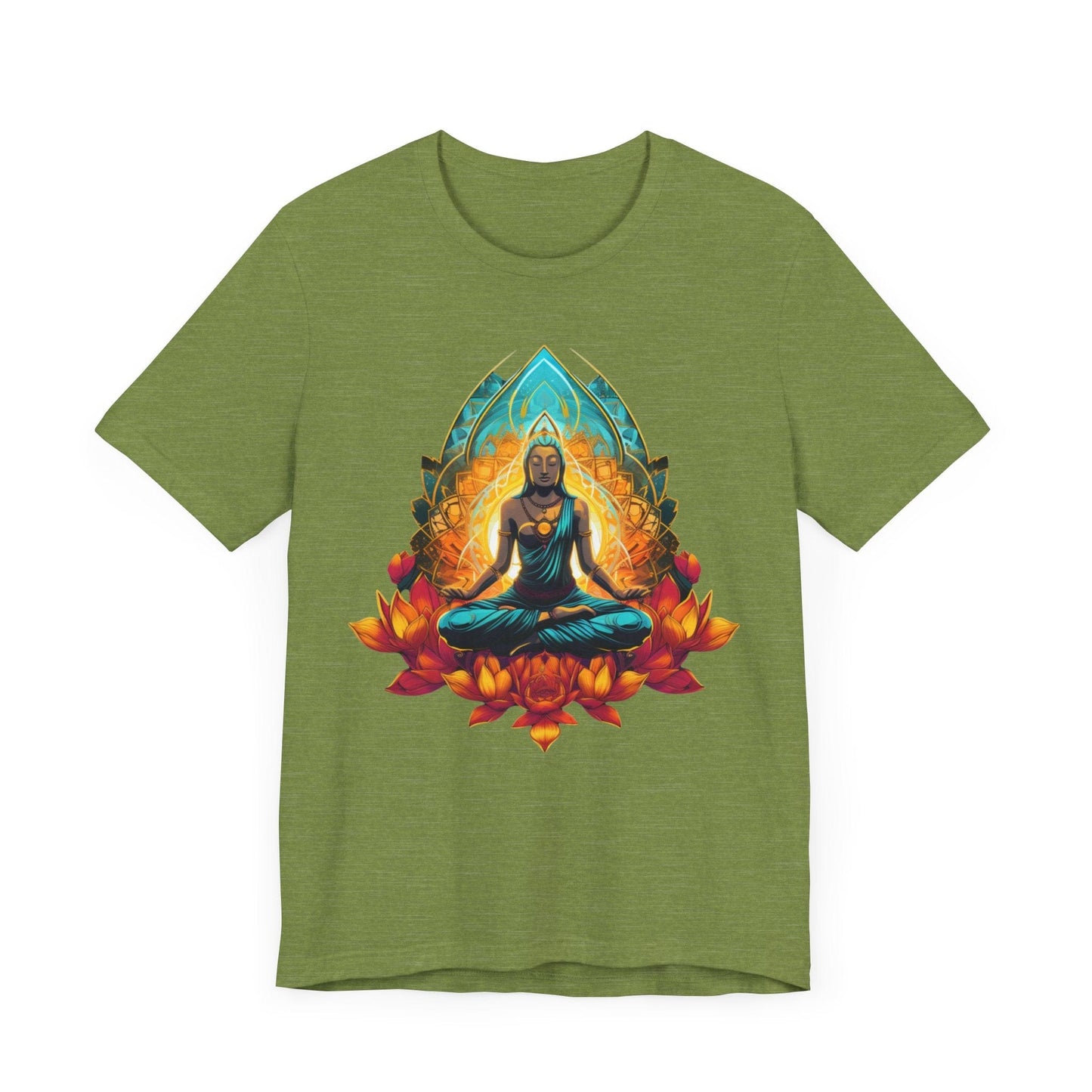 Radiant Lotus Meditation T-Shirt Heather Green