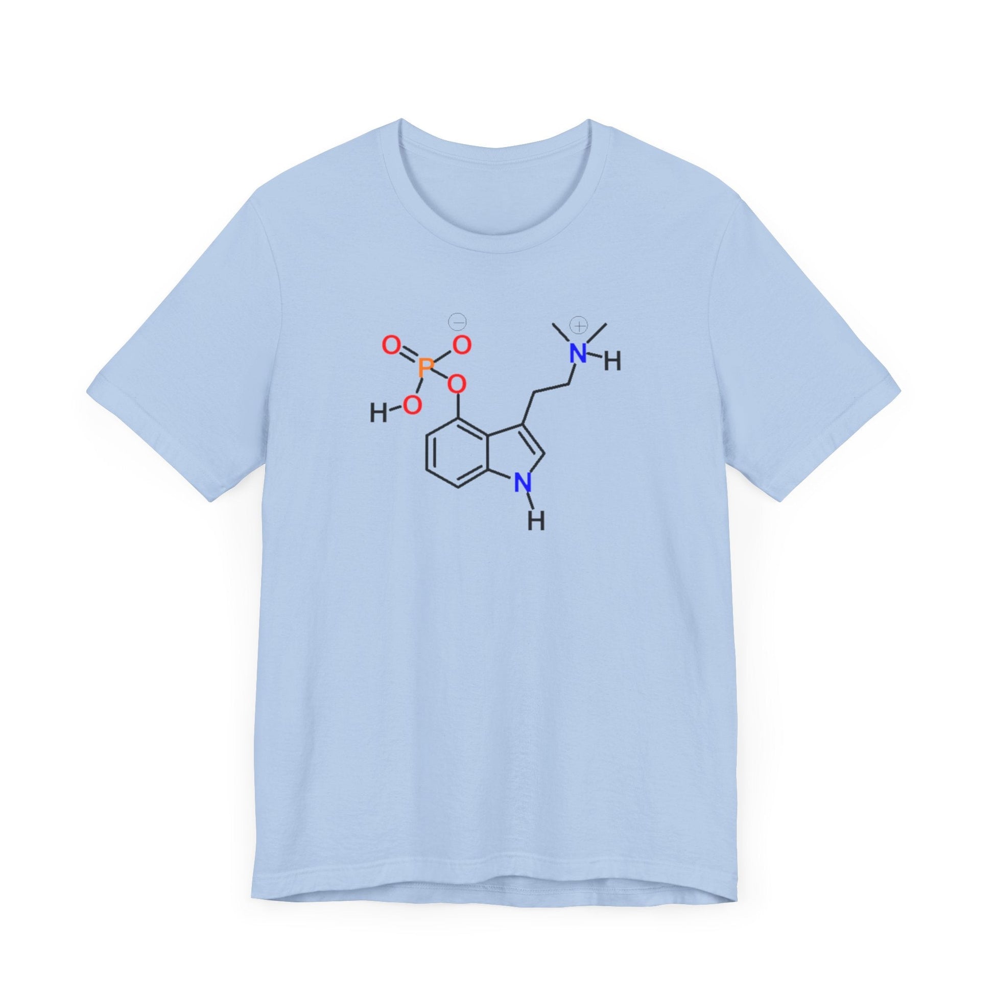 Psilocybin Molecule T-Shirt Psychedelic Science Tee in Baby Blue