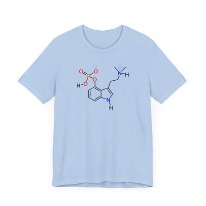 Psilocybin Molecule T-Shirt Psychedelic Science Tee in Baby Blue