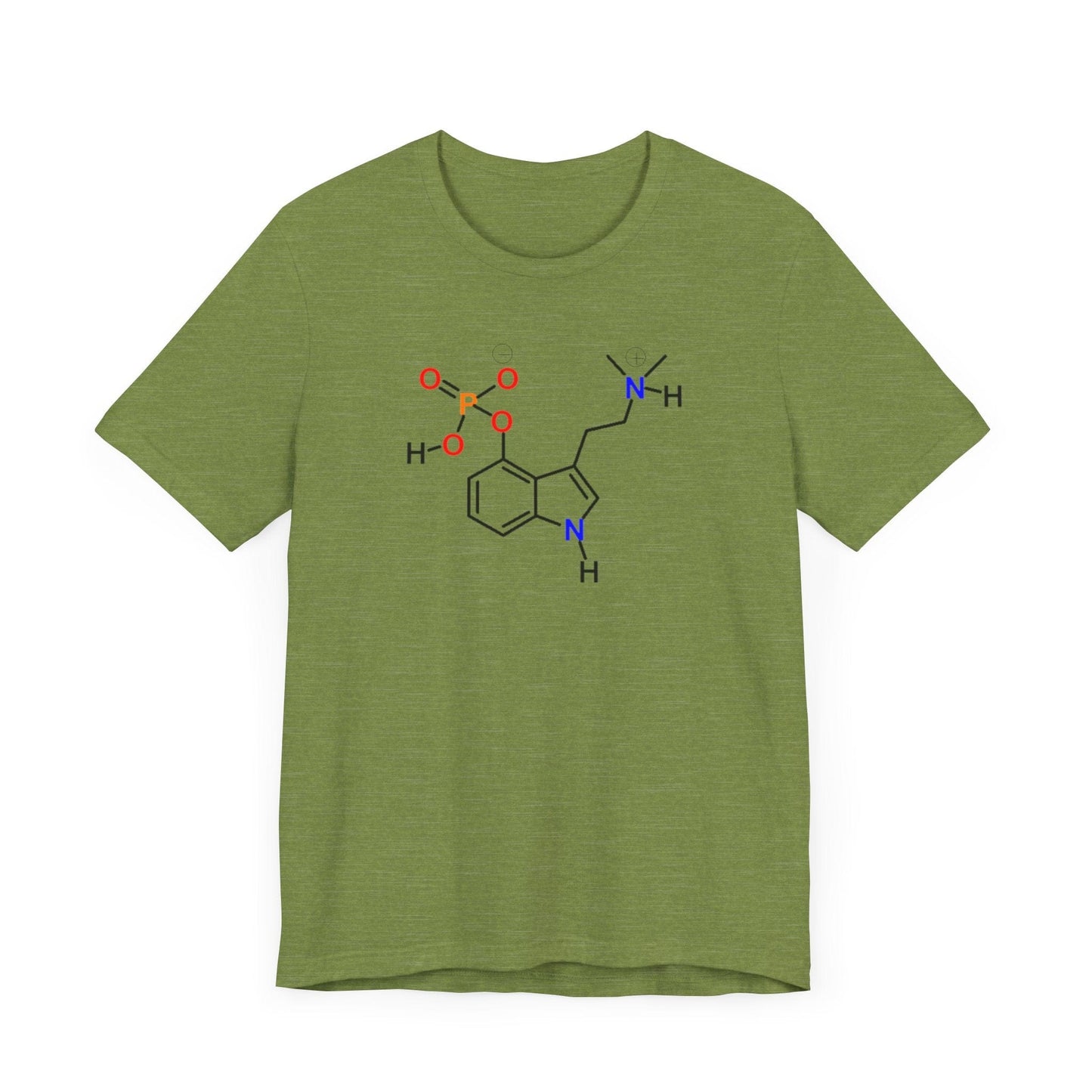 Psilocybin Molecule T-Shirt Psychedelic Science Tee in Heather Green