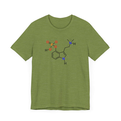 Psilocybin Molecule T-Shirt Psychedelic Science Tee in Heather Green