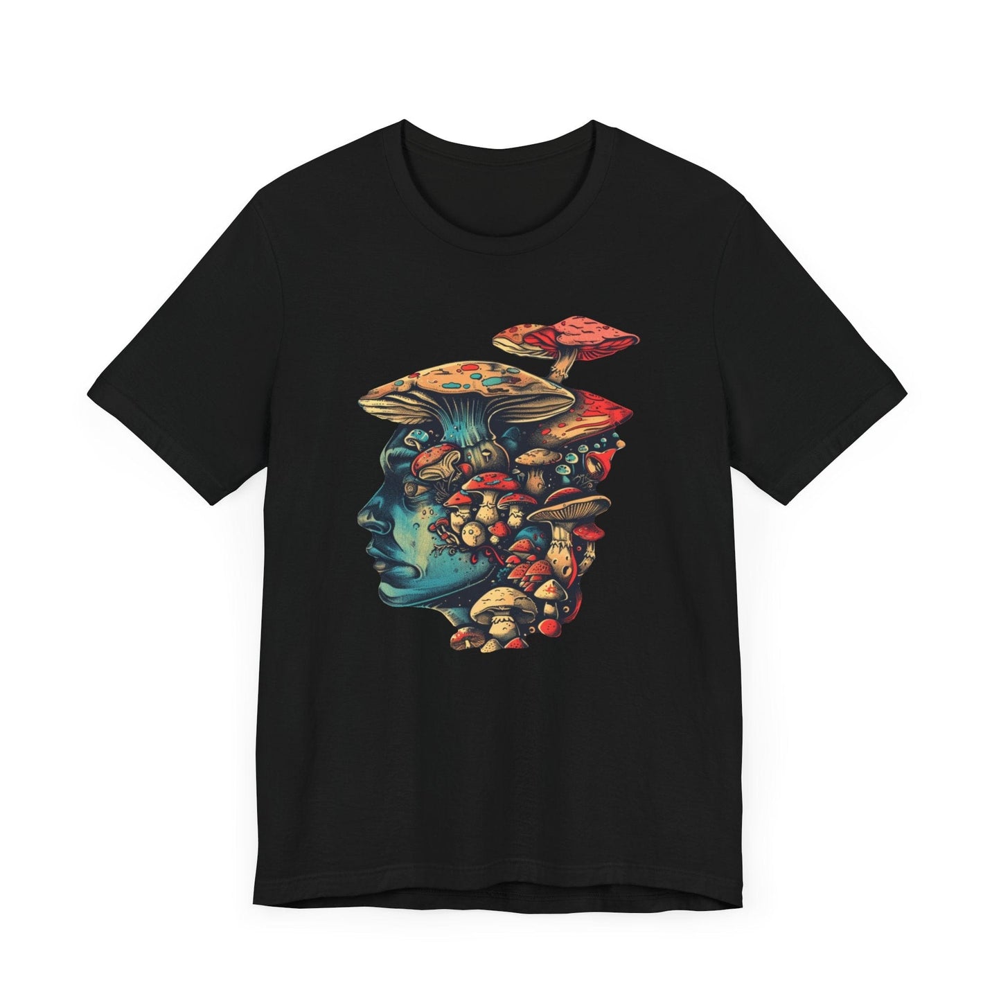 Psychedelic Mushroom Head Graphic T-Shirt in Black