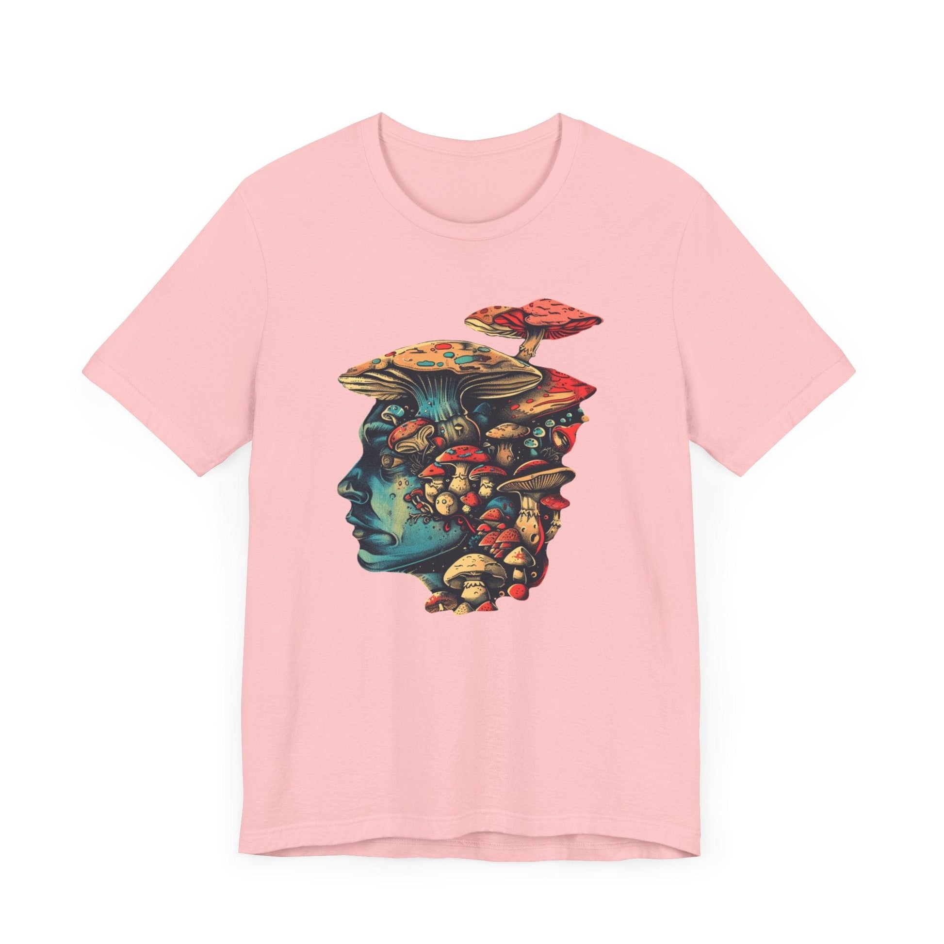 Psychedelic Mushroom Head Graphic T-Shirt in Pink