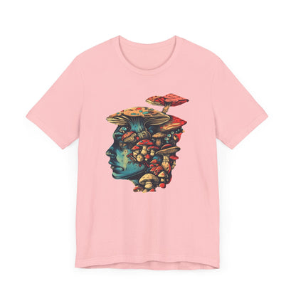 Psychedelic Mushroom Head Graphic T-Shirt in Pink