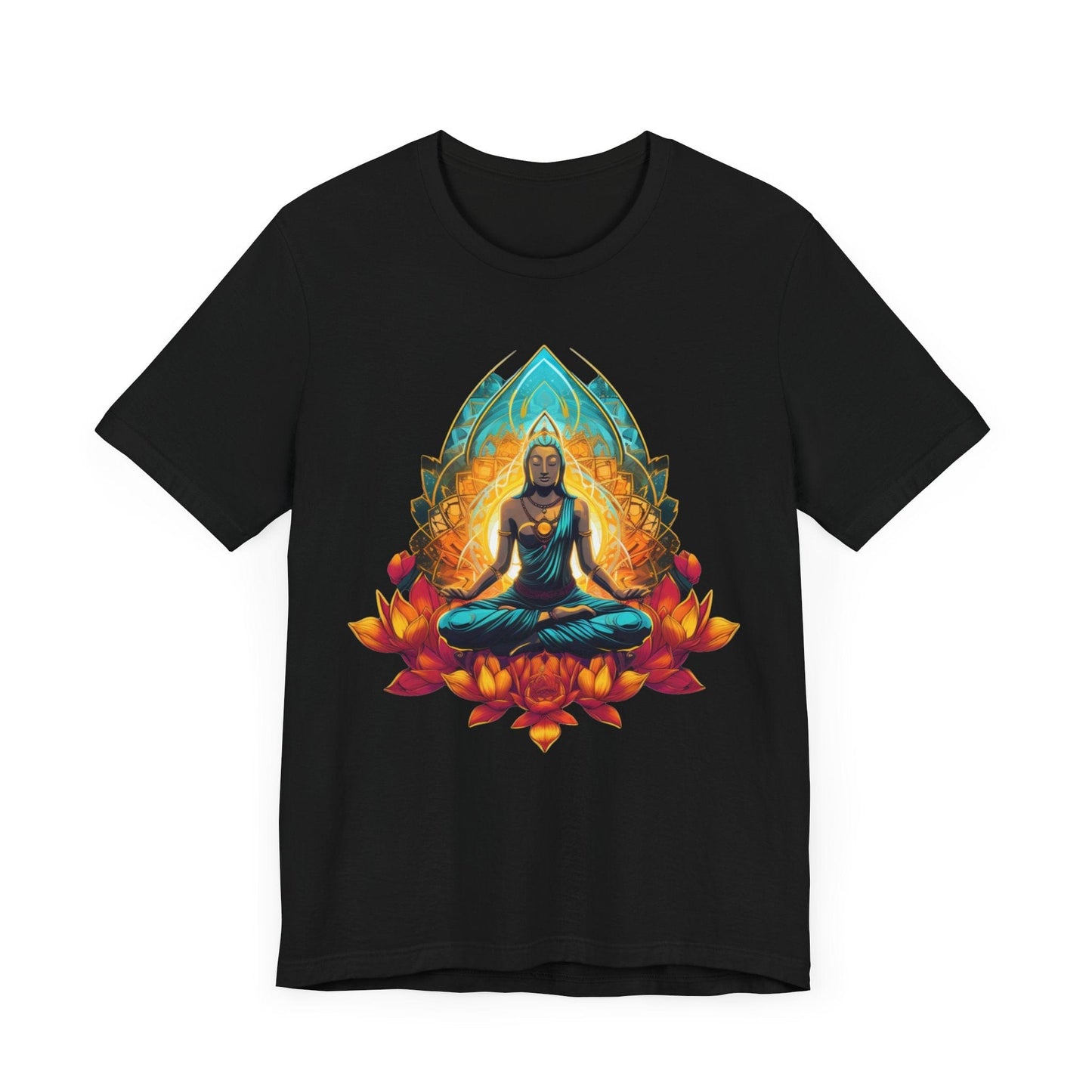 Radiant Lotus Meditation T-Shirt Black