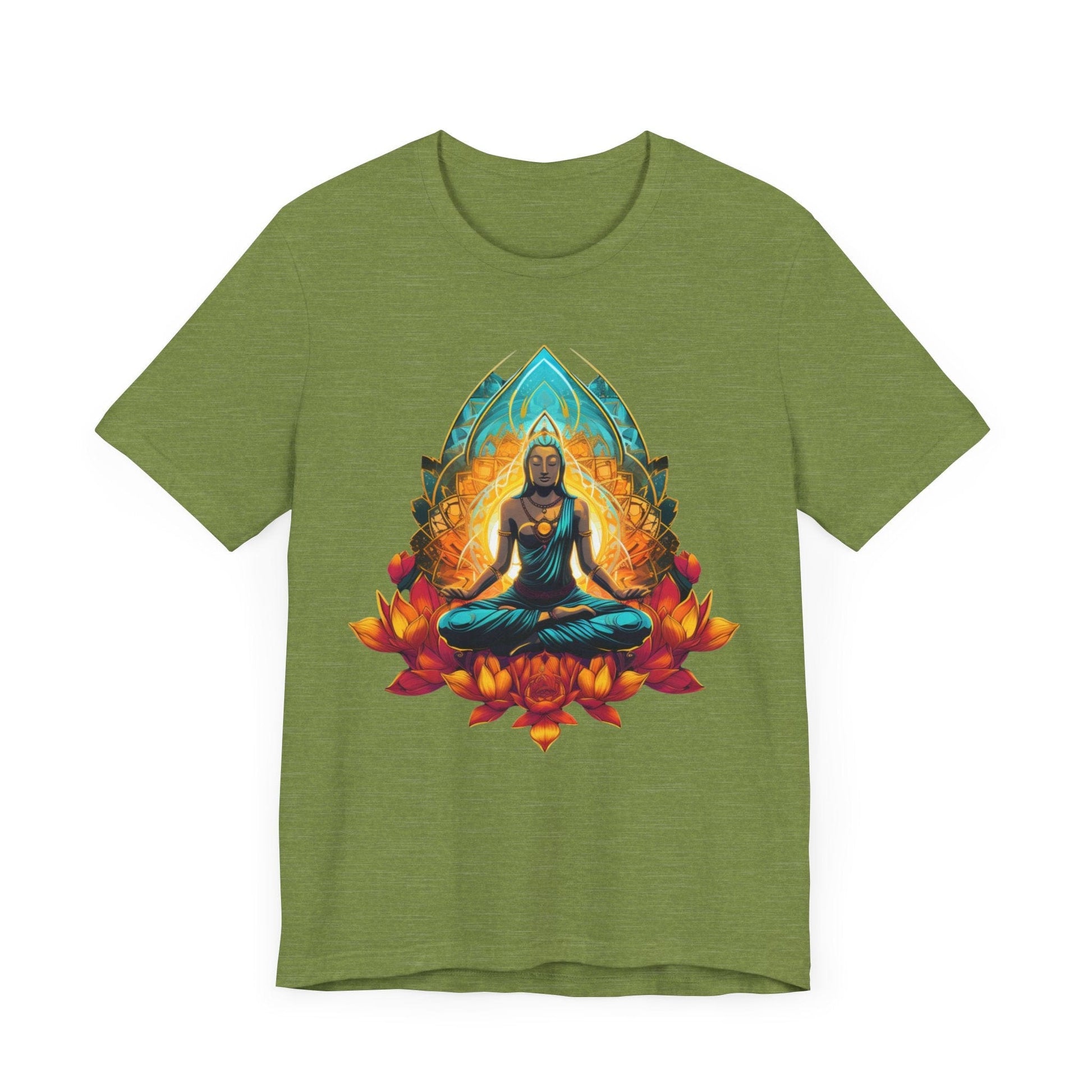 Radiant Lotus Meditation T-Shirt Heather Green